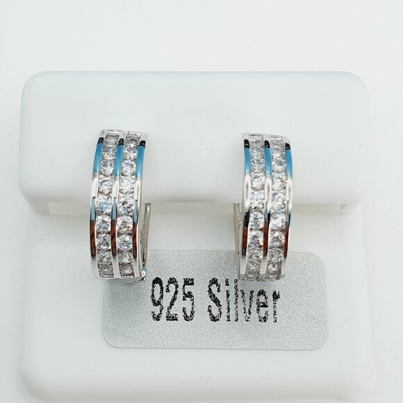 "925 Sterling Silver Cubic Zirconia Earrings, UU1P6A6126 - Picture 10 of 10
